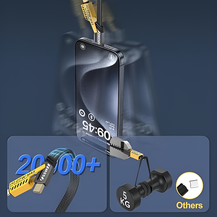 🔗 4-in-1 Multi-Port Flexibility

One cable, endless options: USB-C to USB-C,Lightning to USB-C, and USB-A compatibility means you can charge virtually any device without swapping cords.